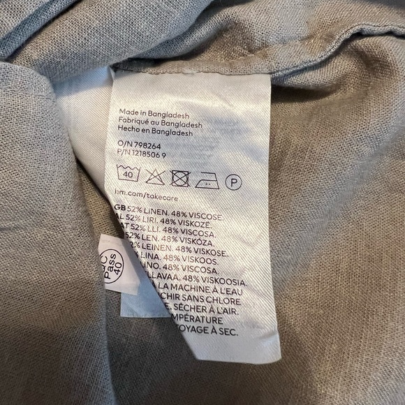 H&M Linen Blend Button Down Shirt - Taupe - Picture 4 of 4